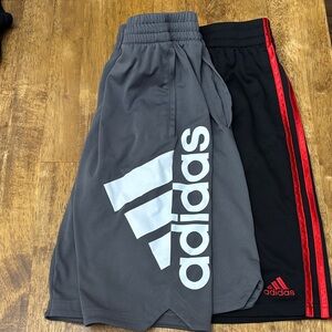 adidas Gray & Black Kids Athletic Shorts